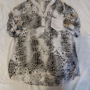 Pinka Semi Sheer Lightweight Animal print top - Medium Moody Flowy